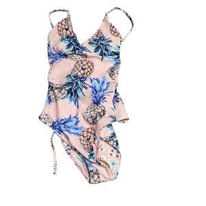 Swimsuit Marina Vida Small Colorful Floral One Piece With Tags Pineapples Pink